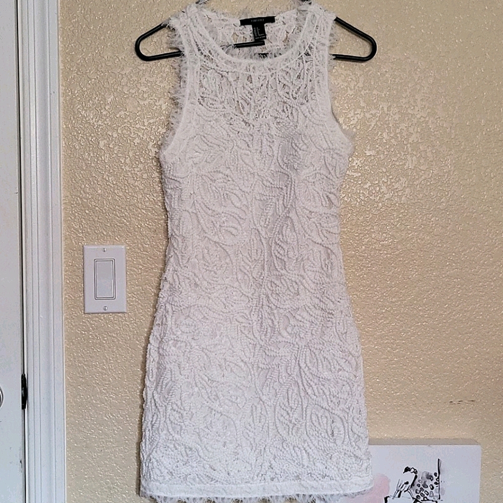 White embroidery mini dress